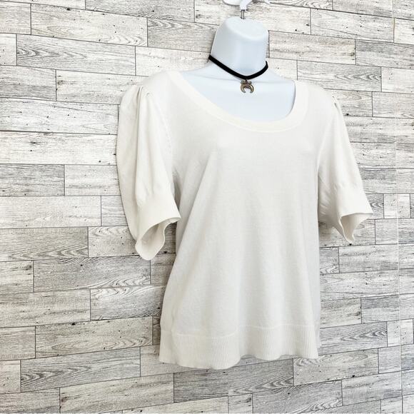 ANN TAYLOR FACTORY White Short Sleeve Sweater, S - Picture 5 of 9